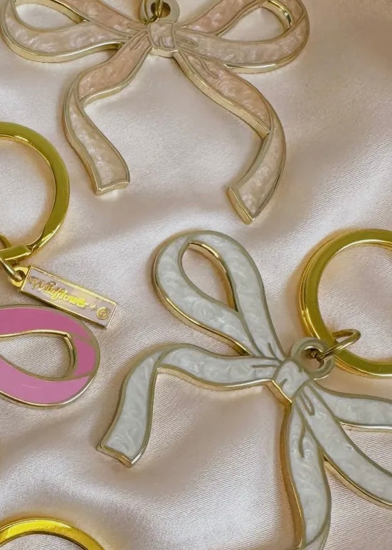 Bow Keychain in Pearlized White