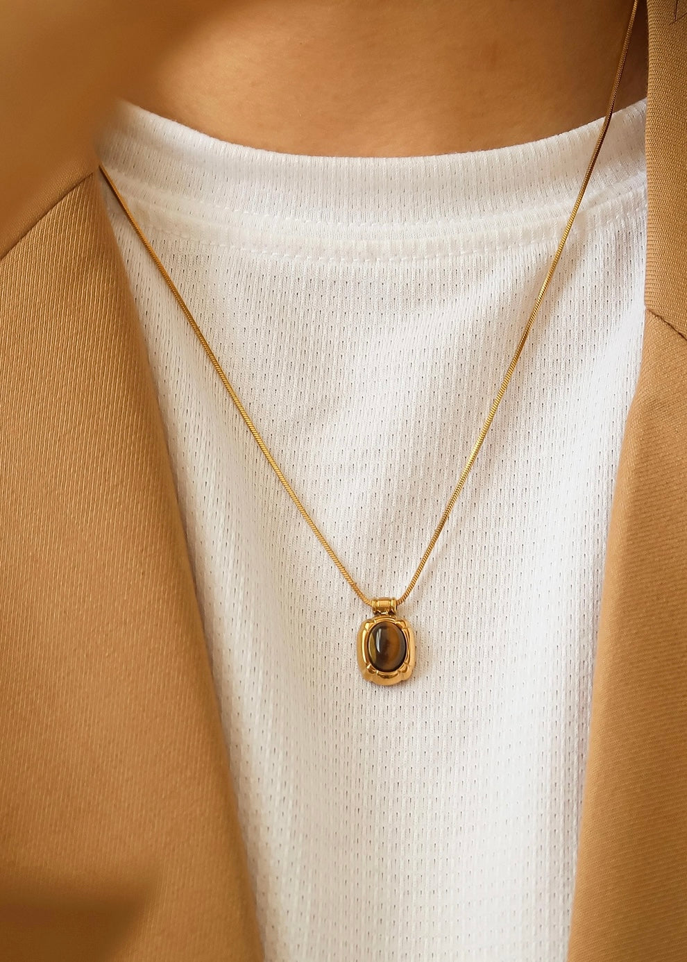 Dax 18K Gold Non-Tarnish Natural Stone Necklace