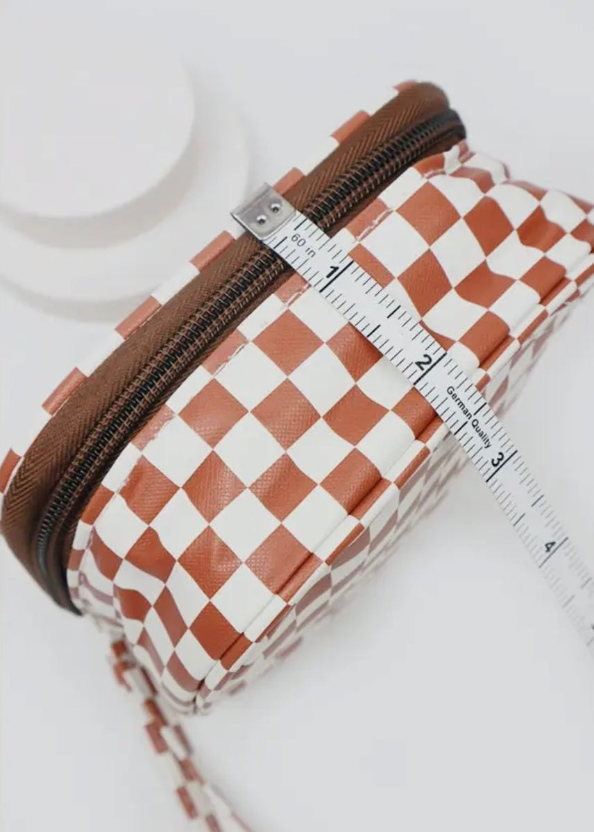 Square Checkered Cosmetic Travel Bags