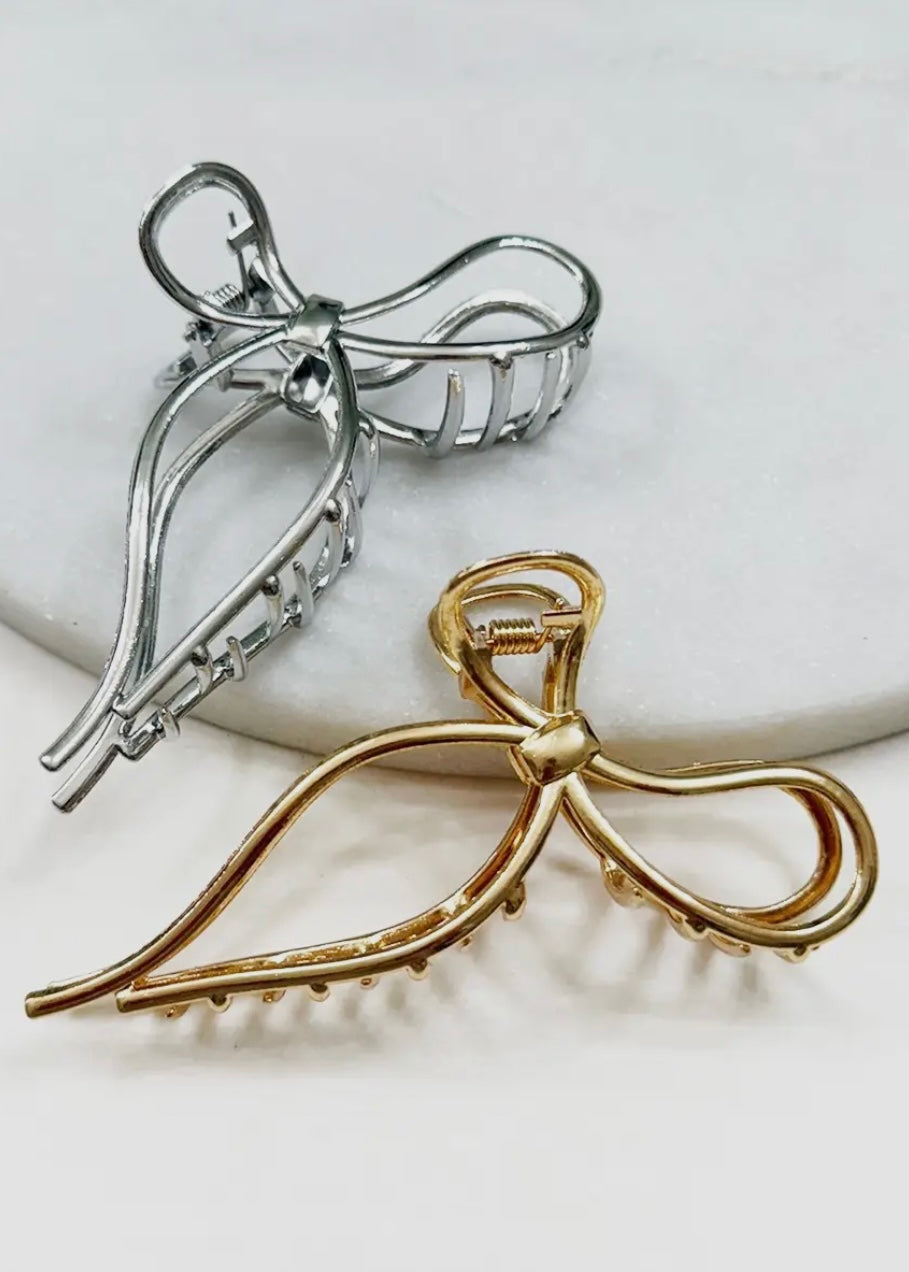 Gold & Silver Metal Bow Claw Clips