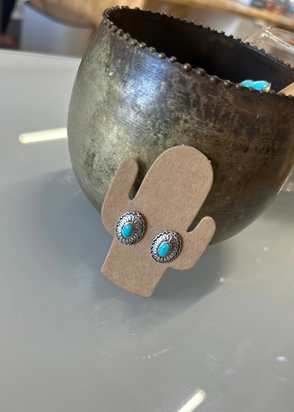 Harvest Moon Turquoise Concho Stud Earrings
