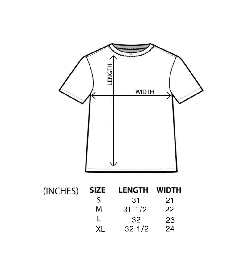 sizing and measurements of oversized graphic tee