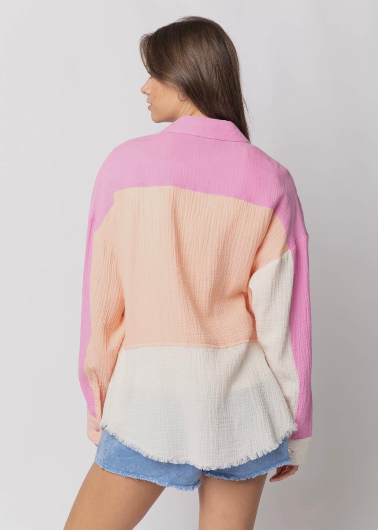 Block Party Color Blocked Button Down Shirt
