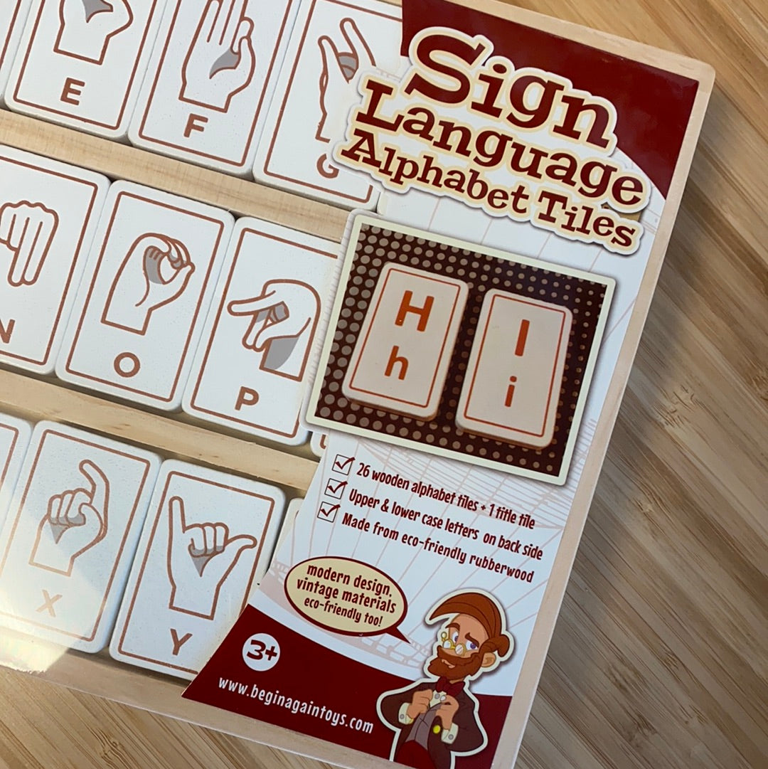 Sign Language Wood Alphabet Tiles