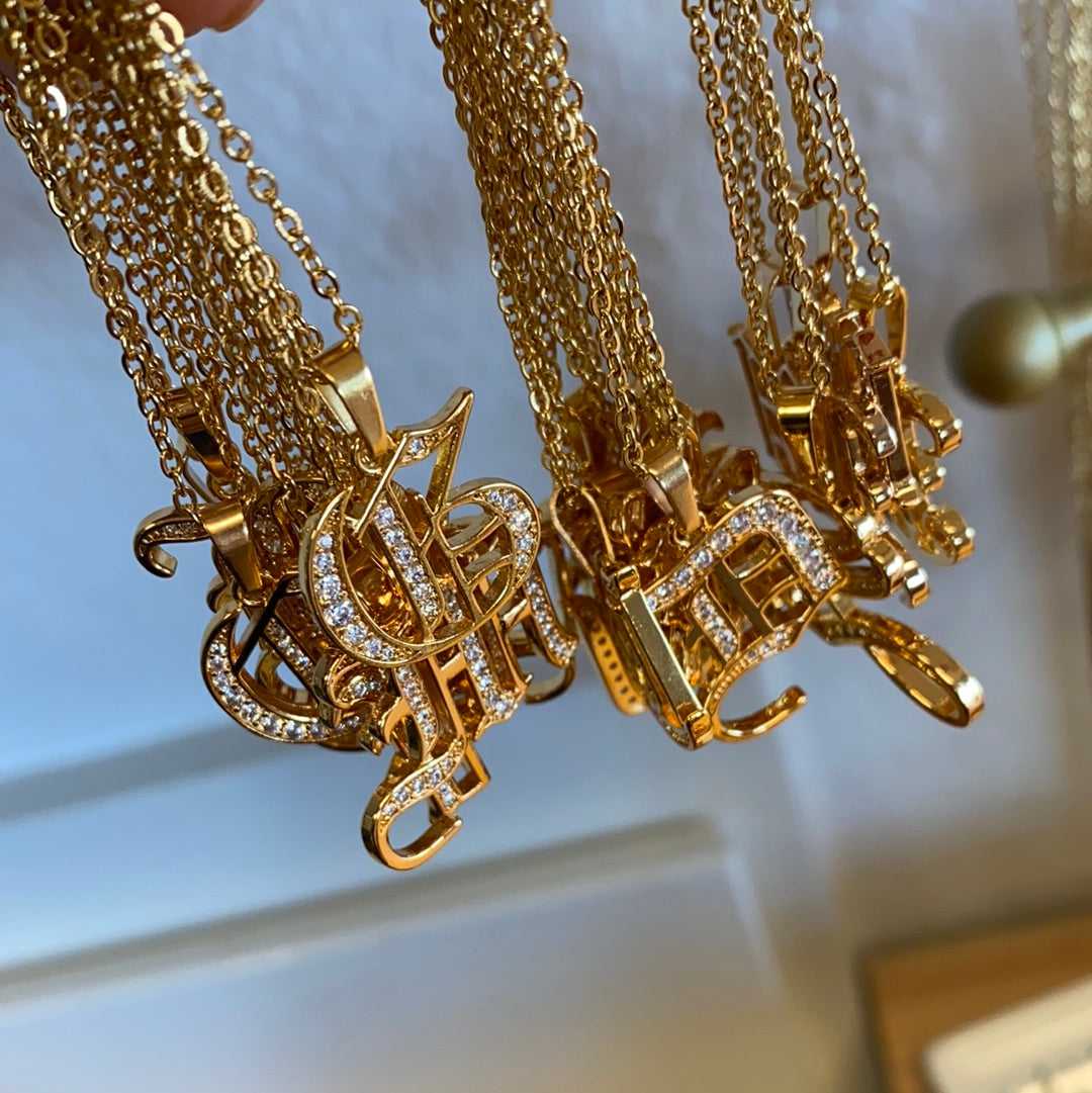 Old English Large Initial Necklace