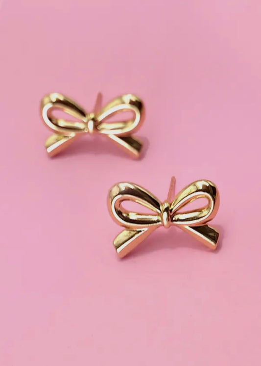 18K Stainless Steel Tarnish Free Bow Stud Earrings