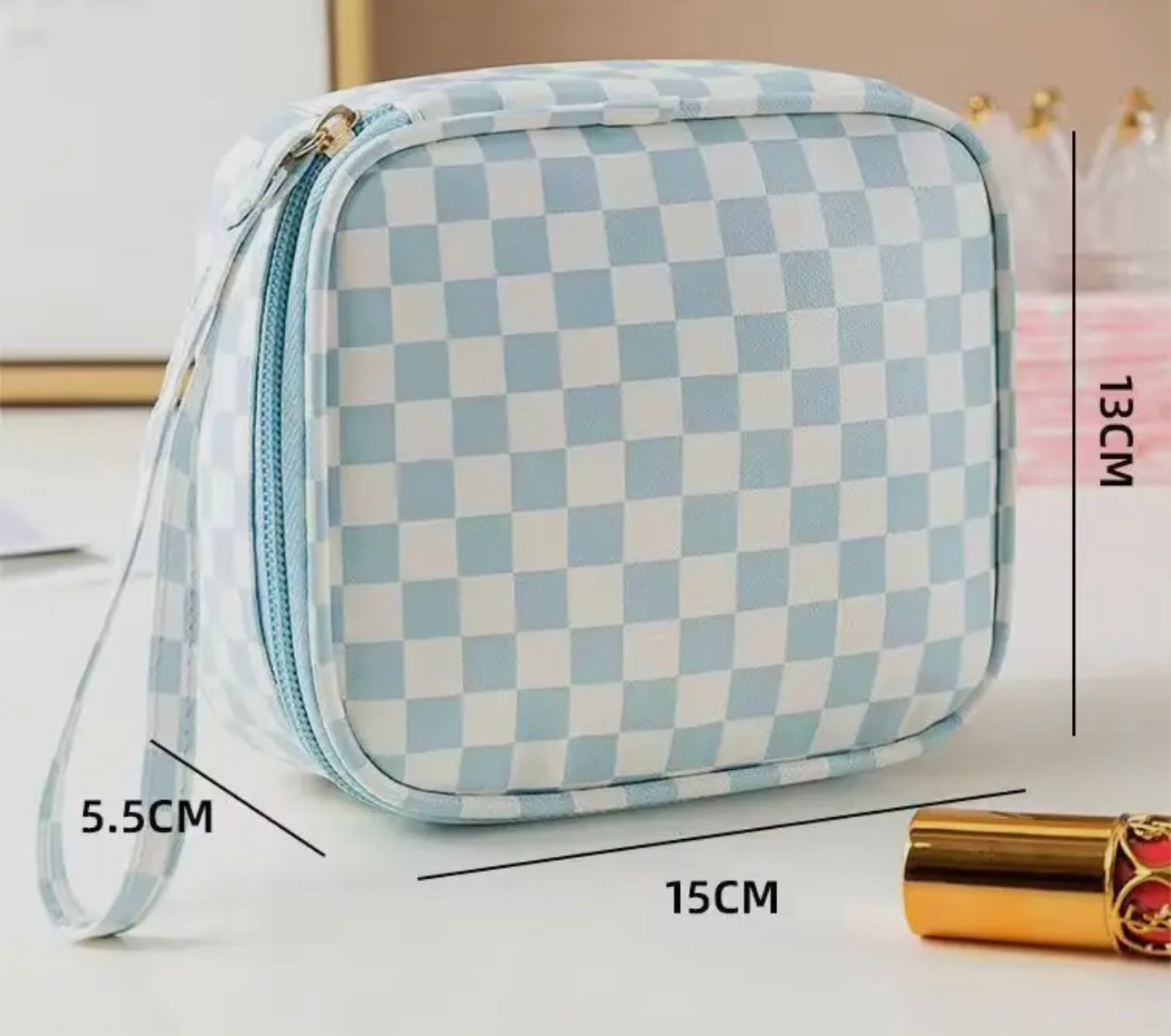 Square Checkered Cosmetic Travel Bags