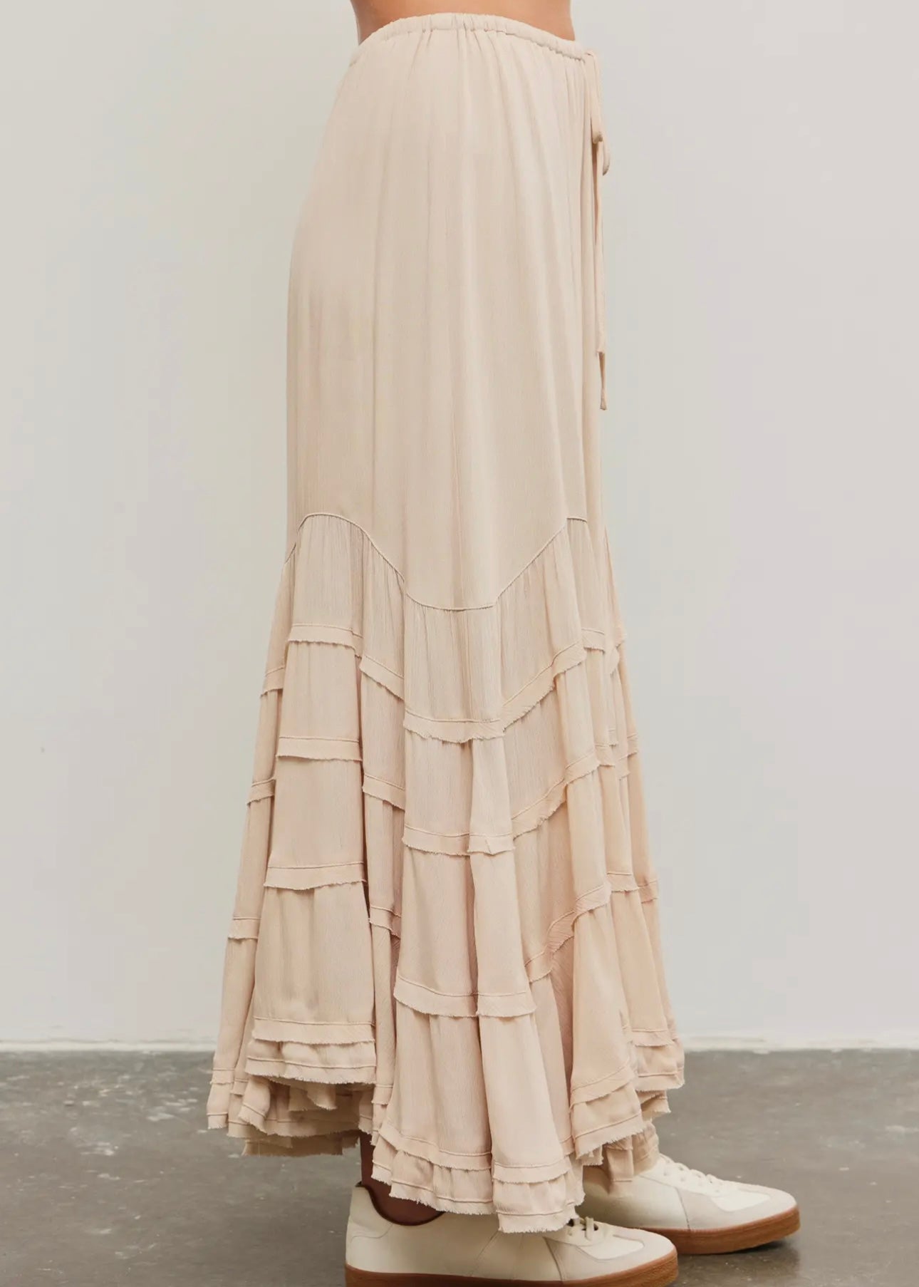 Festival Flair Wave Tiered Skirt in Natural