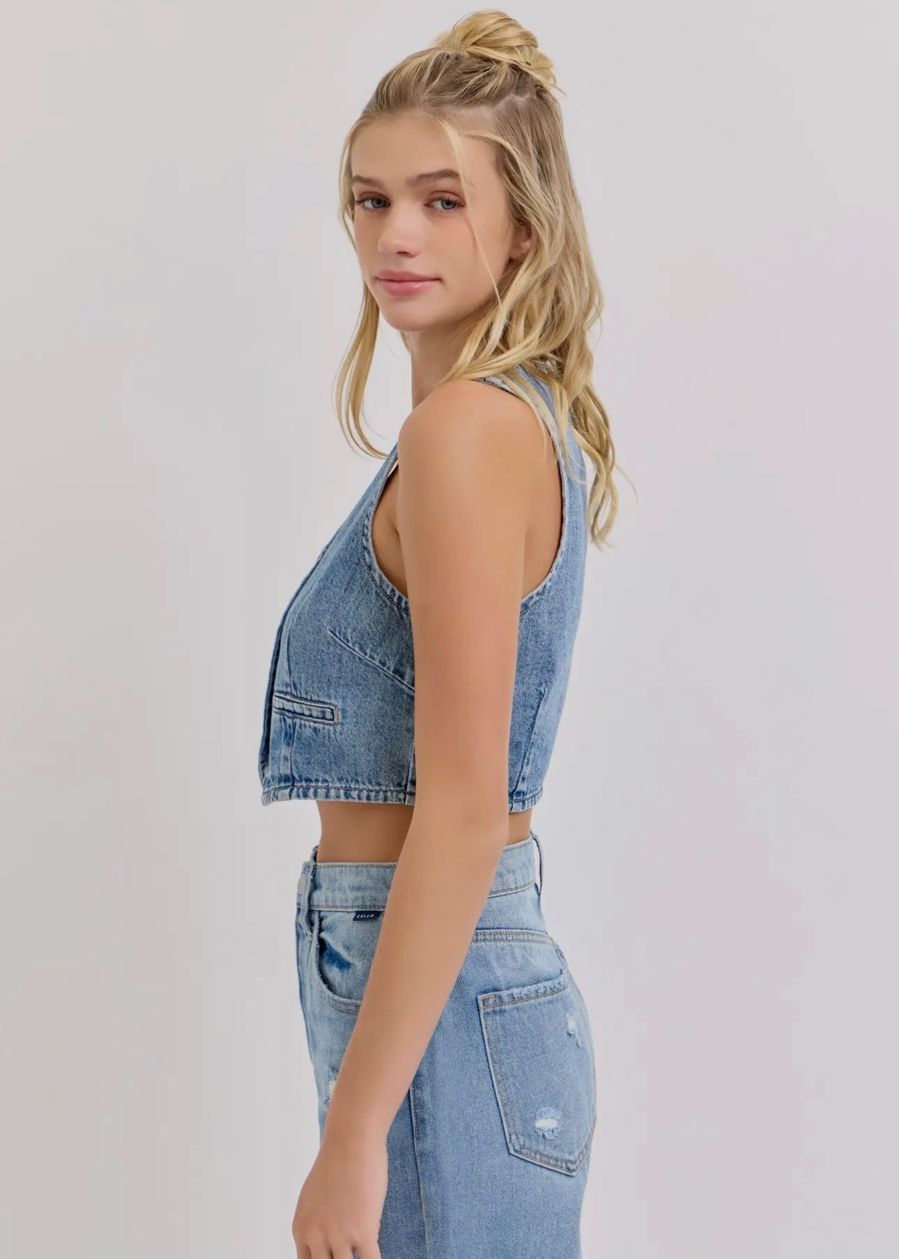 Urban Edge Medium Wash Denim Vest