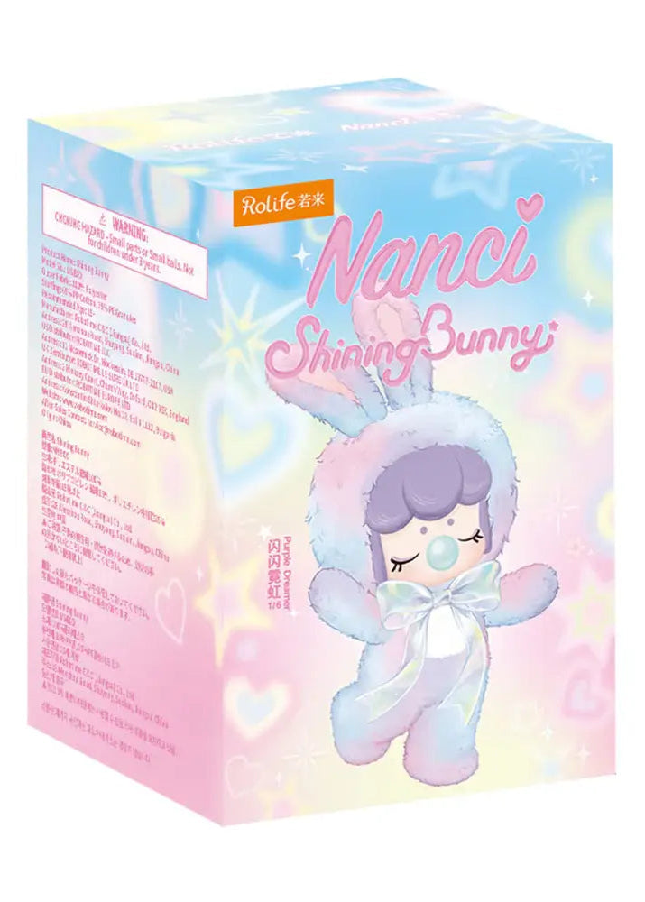 Box of Nanci Shining Bunny toy with colorful design and character illustration.