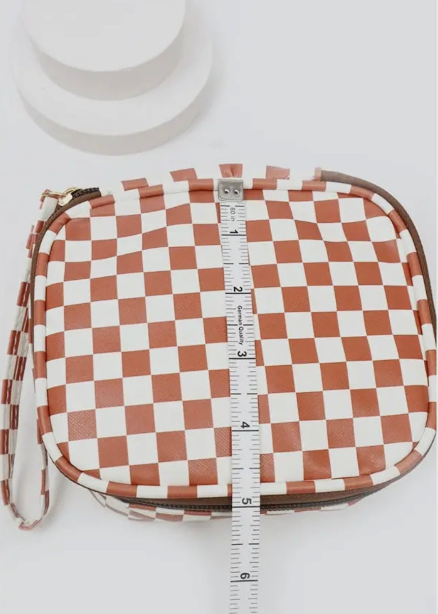 Square Checkered Cosmetic Travel Bags