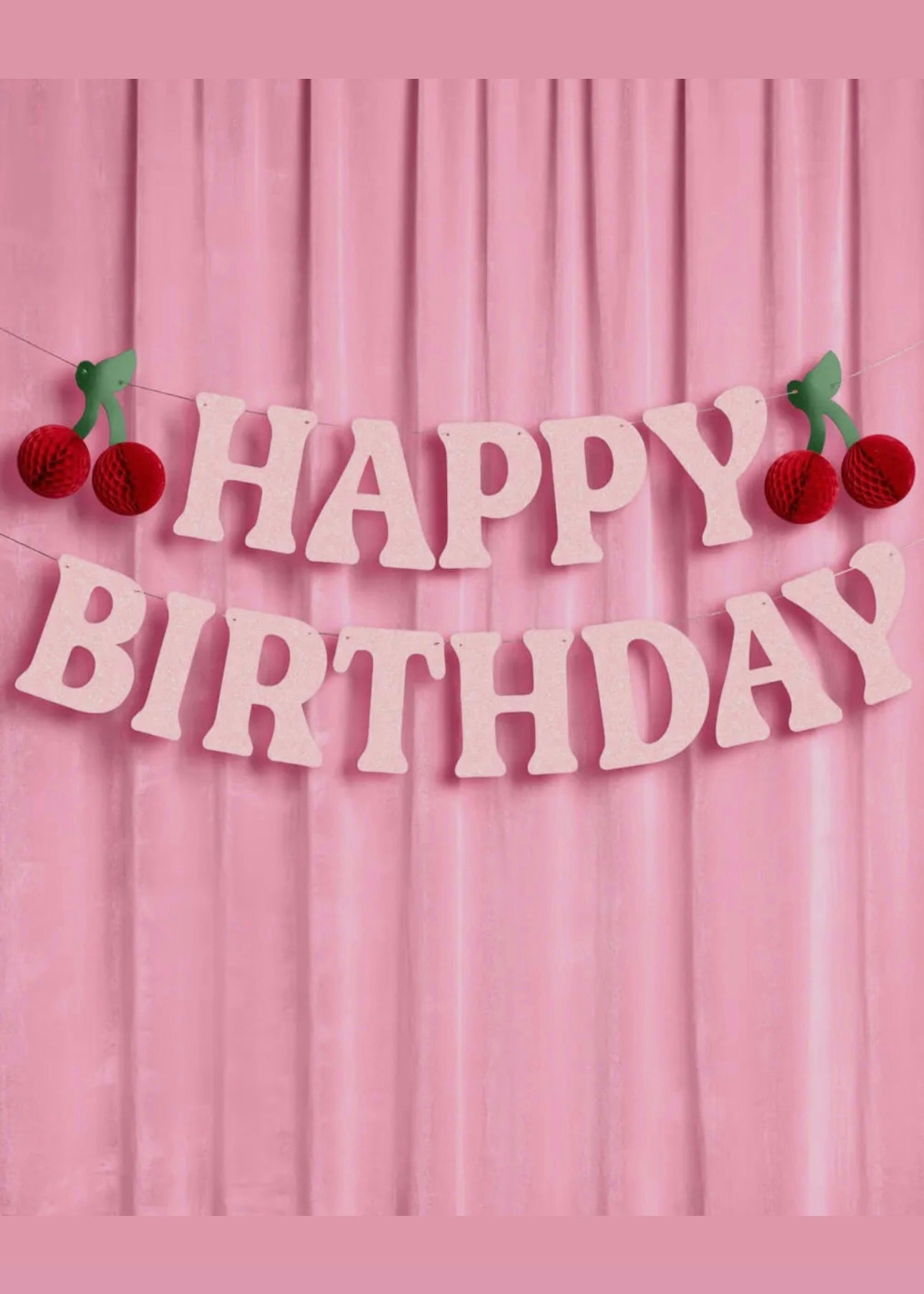 Ma Cherie Cherry 3D Glitter Birthday Party Banner