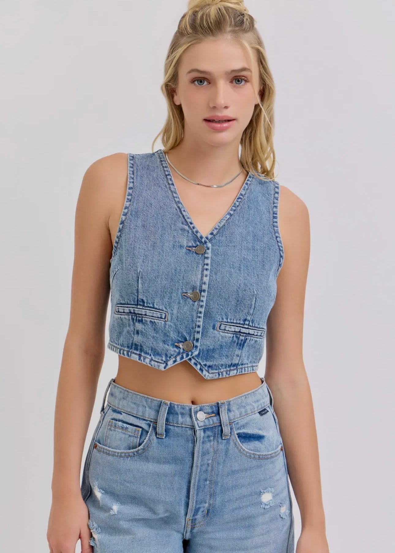 Urban Edge Medium Wash Denim Vest