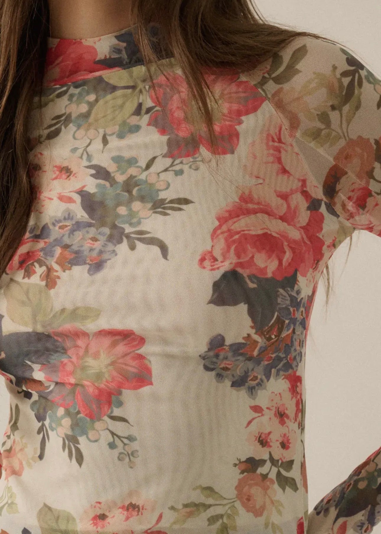 See Right Through You Spring Floral Thumbhole Top