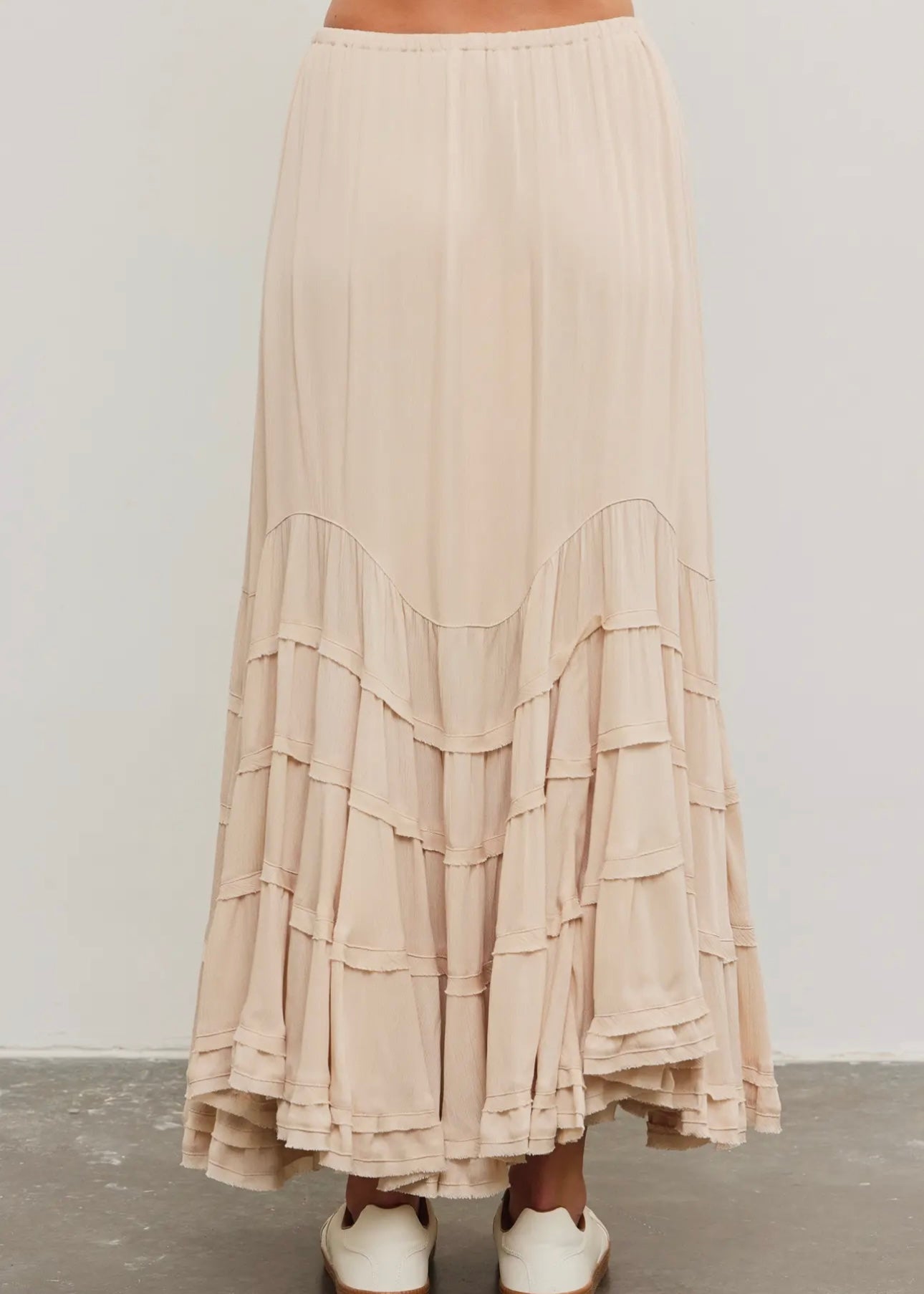 Festival Flair Wave Tiered Skirt in Natural