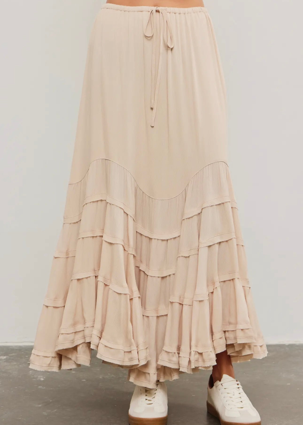 Festival Flair Wave Tiered Skirt in Natural