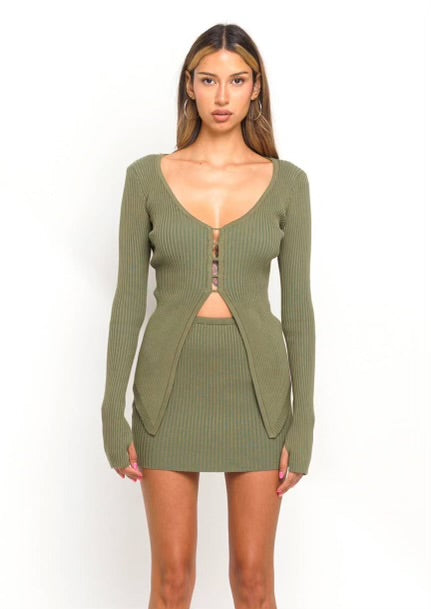 It's a Must Knit Mini Skirt in Olive