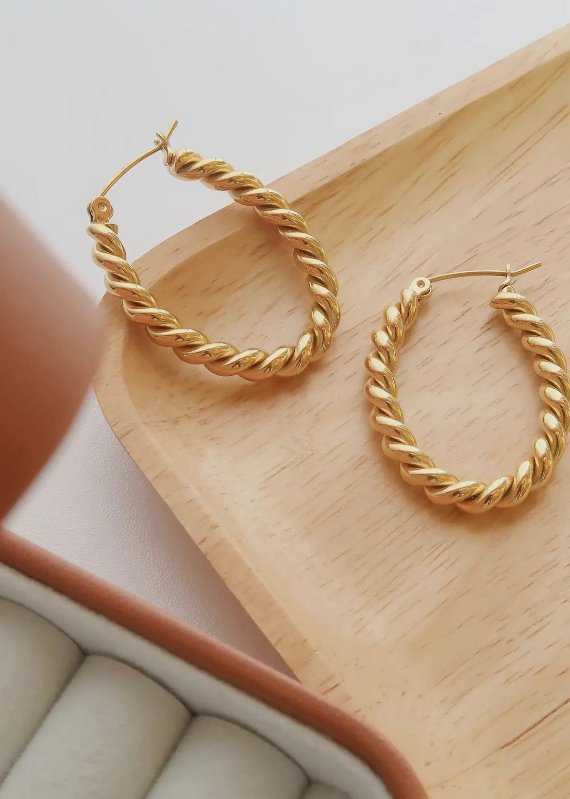 Brooke Gold Non-Tarnish Braided Hoop Earring