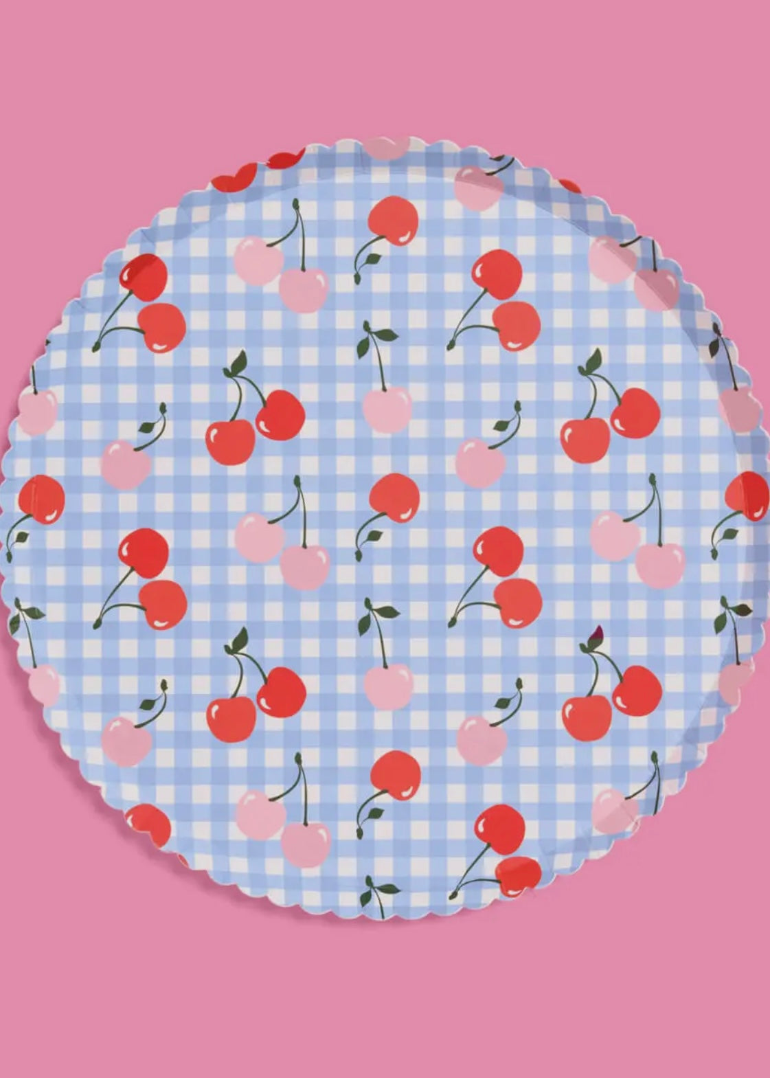 Ma Cherie Cherry Gingham Paper Plates - 9", 24 Count