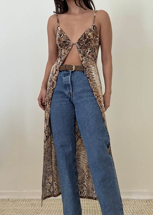 Serpentine Chic Snake Print Maxi Top