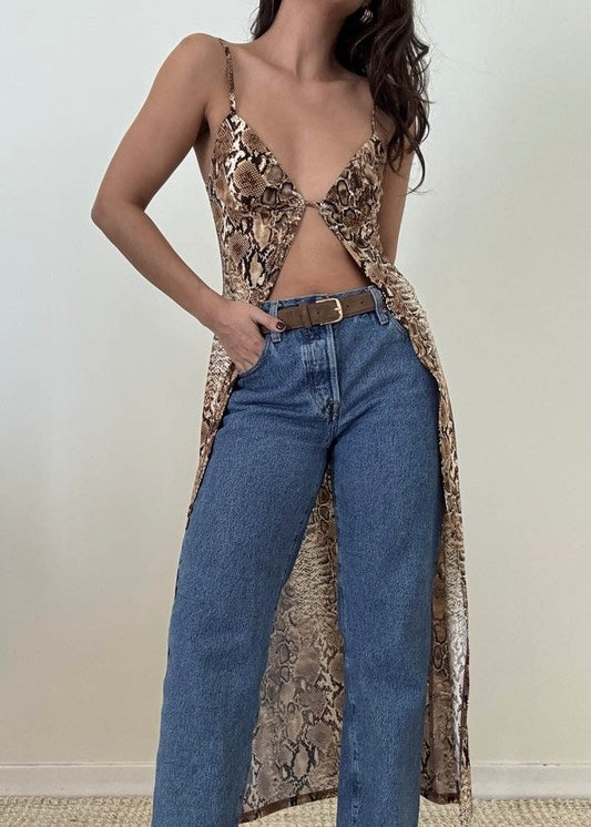 Serpentine Chic Snake Print Maxi Top