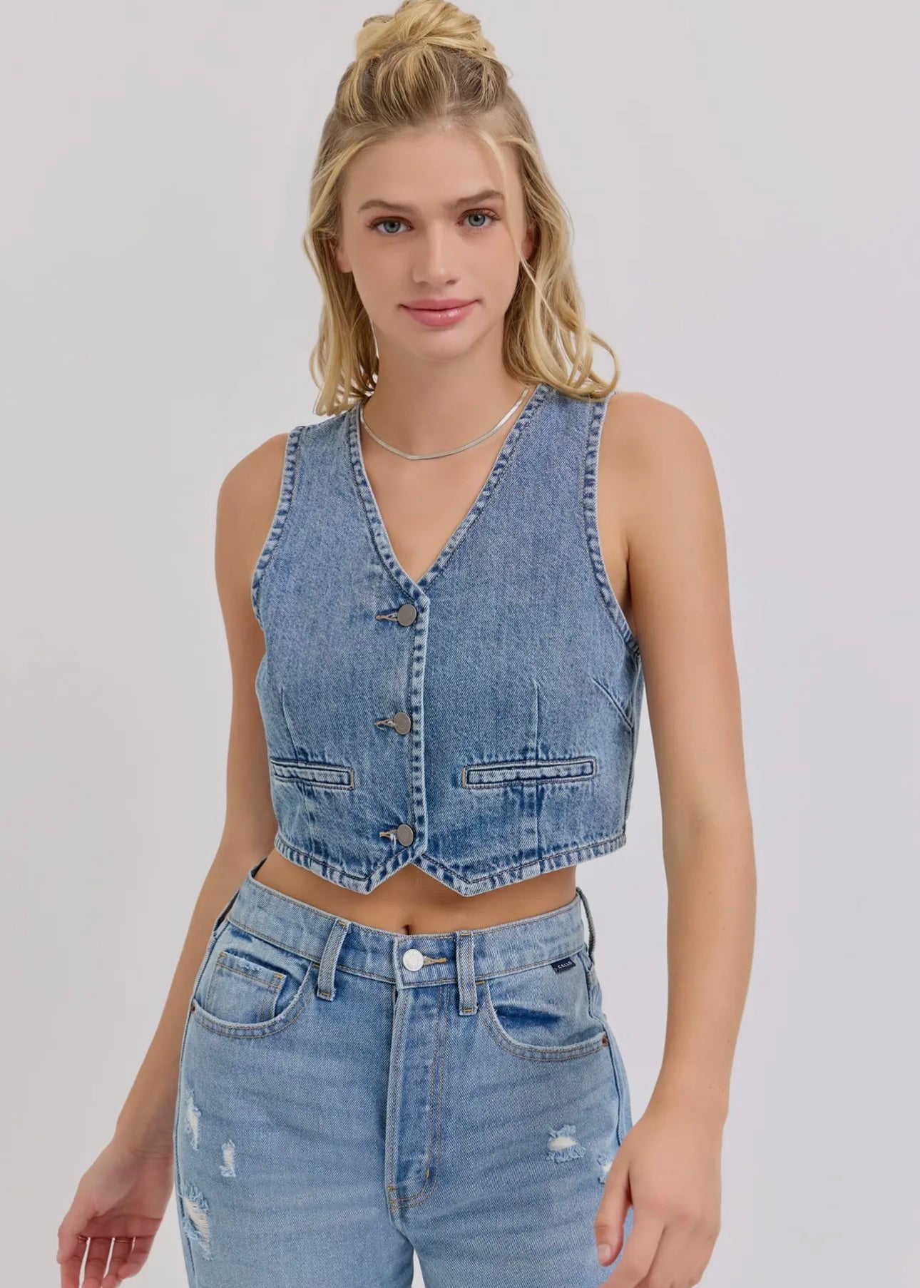 Urban Edge Medium Wash Denim Vest