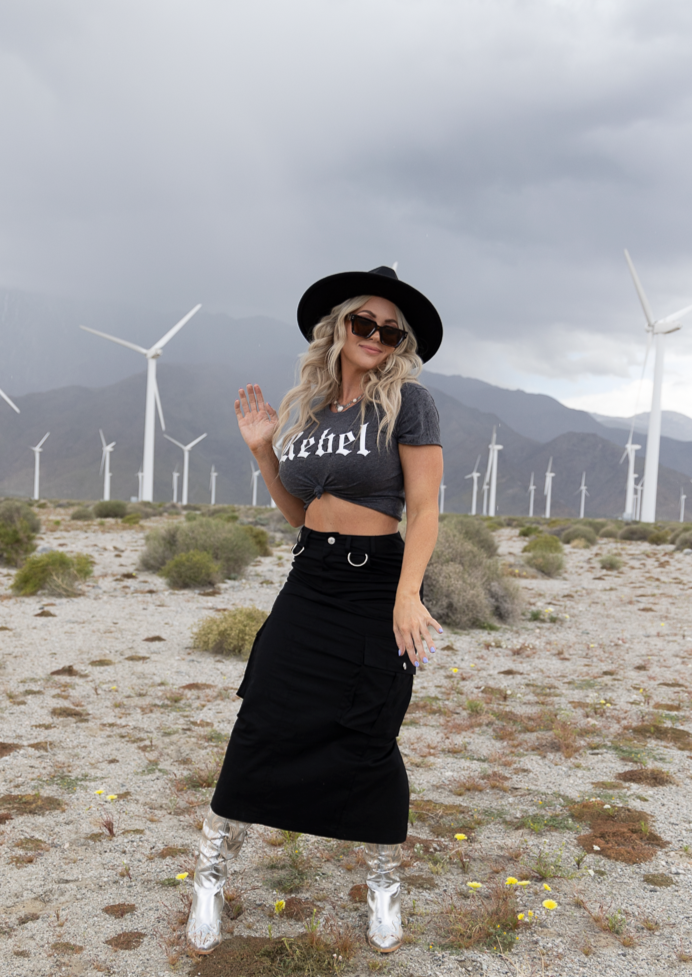 Rebel Rock & Roll Cropped Graphic Tee