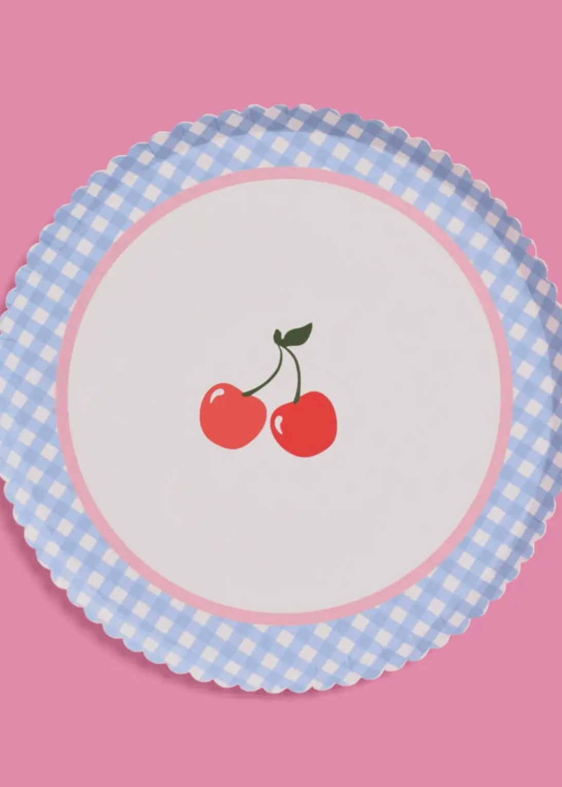 Ma Cherie Cherry Gingham Paper Plates - 9", 24 Count