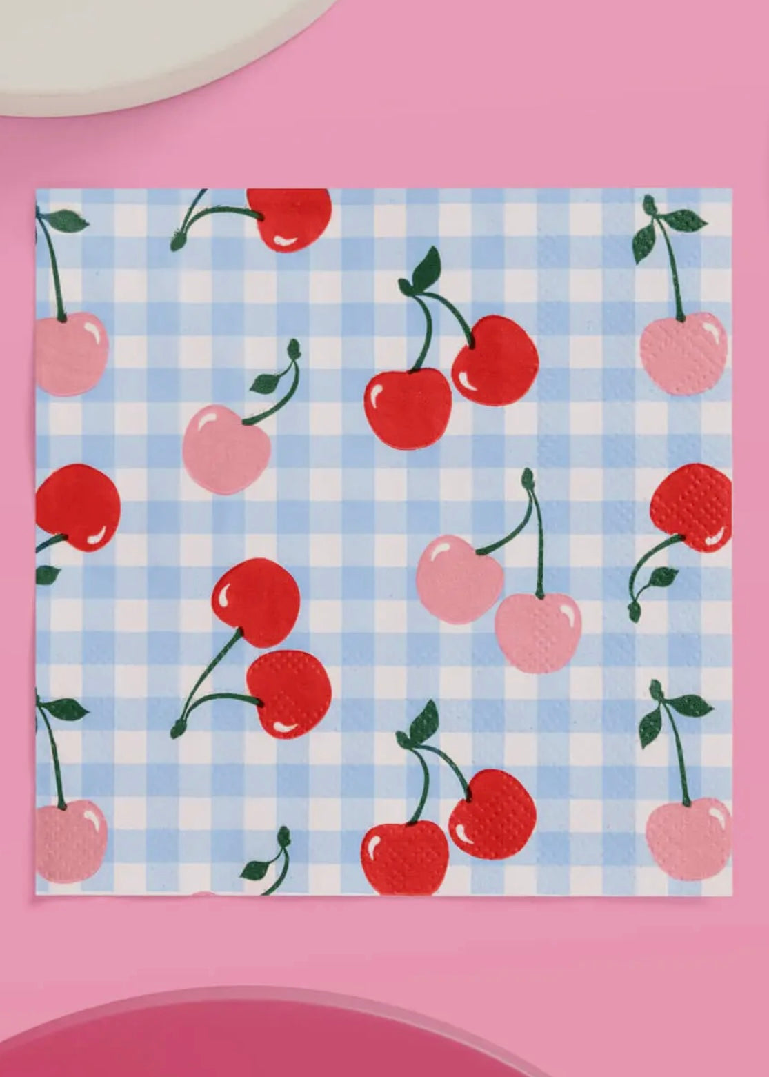 Ma Cherie Cherry Gingham Napkins - 25 Paper Napkins