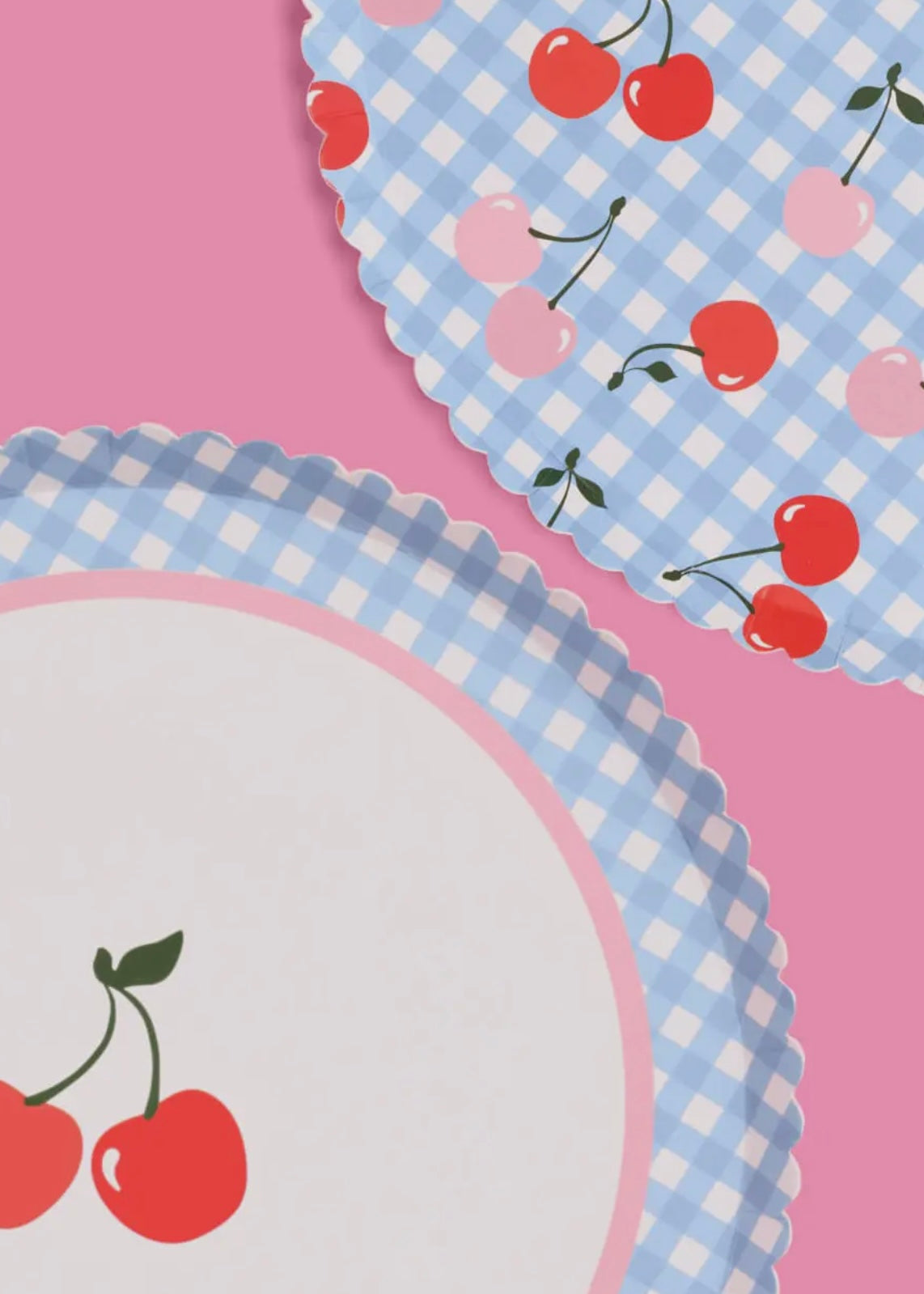 Ma Cherie Cherry Gingham Paper Plates - 9", 24 Count