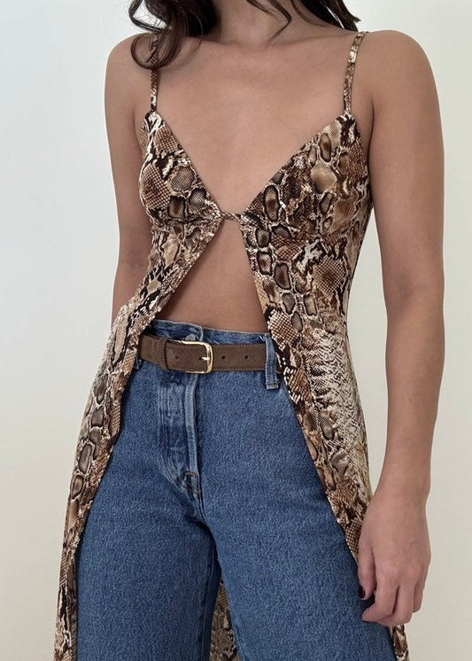 Serpentine Chic Snake Print Maxi Top