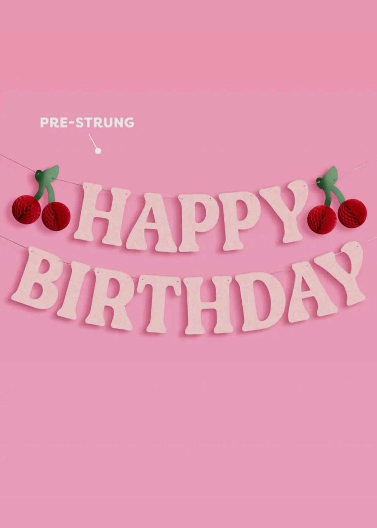 Ma Cherie Cherry 3D Glitter Birthday Party Banner