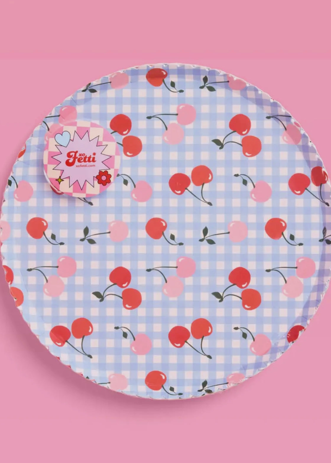 Ma Cherie Cherry Gingham Paper Plates - 9", 24 Count
