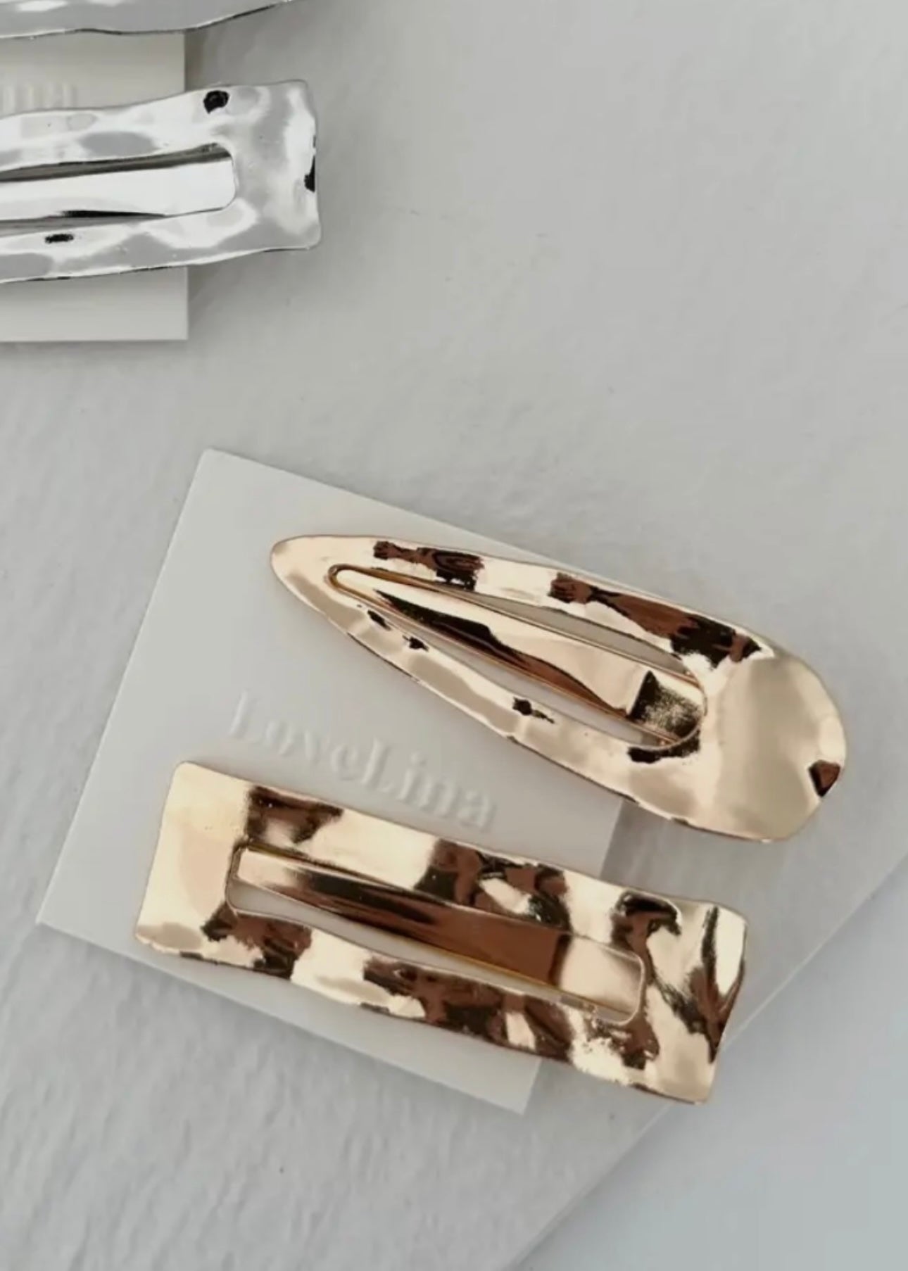 Hammered Metal Hair Clips