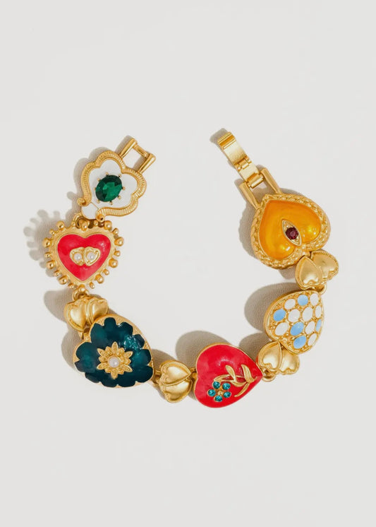 Elysian 18K Gold Boho Baroque Heart Color Bracelet