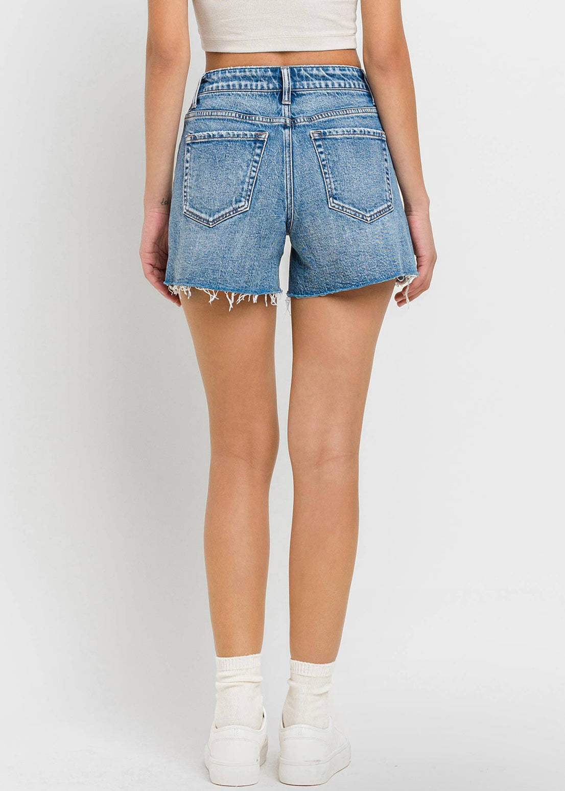Shades of Love High Rise A-Line Denim Shorts in Medium Wash