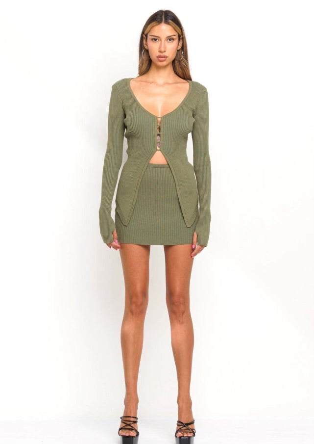 It's a Must Knit Mini Skirt in Olive