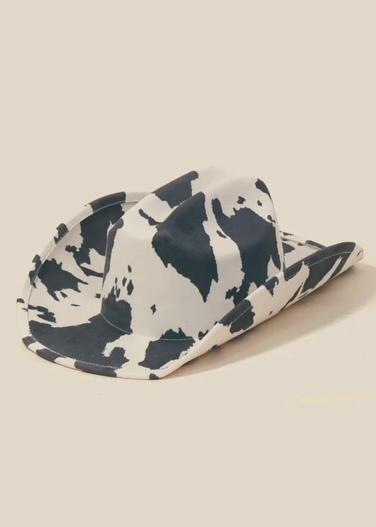 Western Winslow Cowboy Hat in Black Cow Print