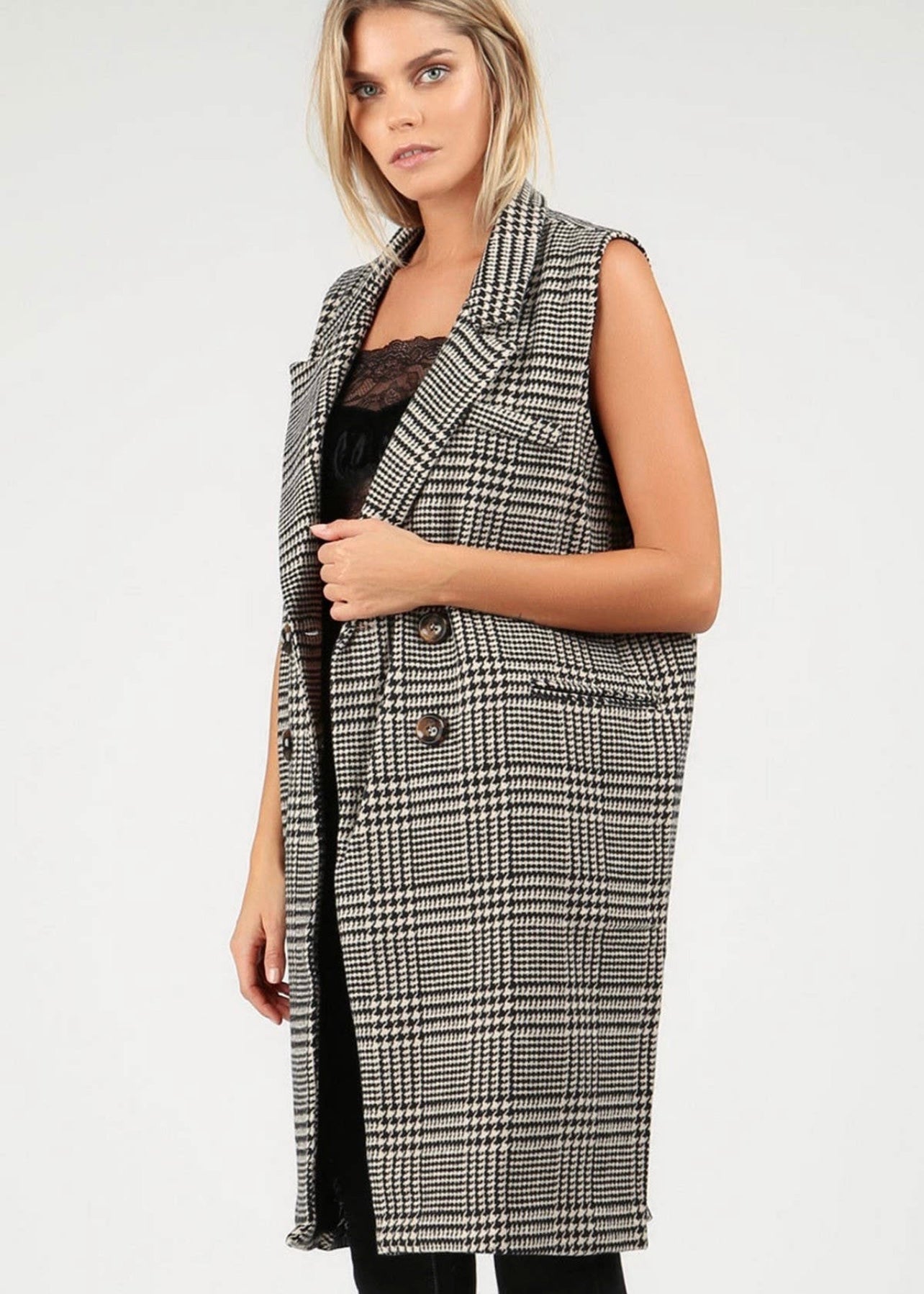 Sweet Escape Herringbone Trench Vest