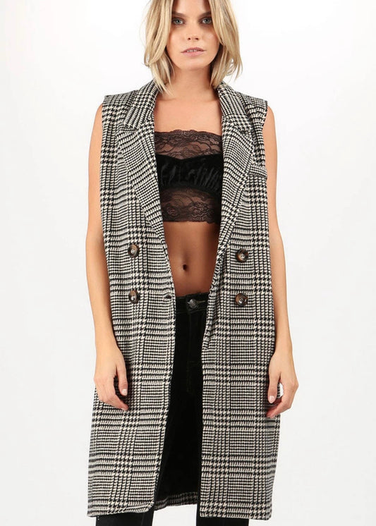 Sweet Escape Herringbone Trench Vest