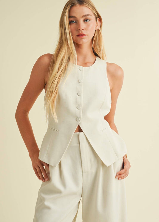 Posh Avenue Tailored Linen Vest