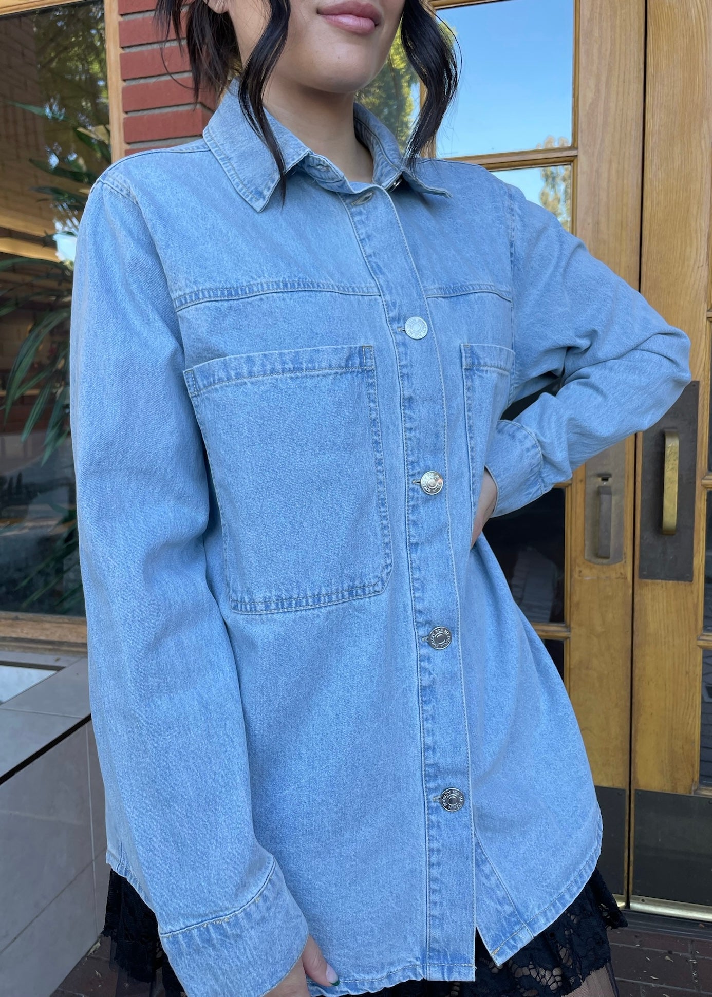 Drippin’ in Dungaree Oversized Denim Shacket