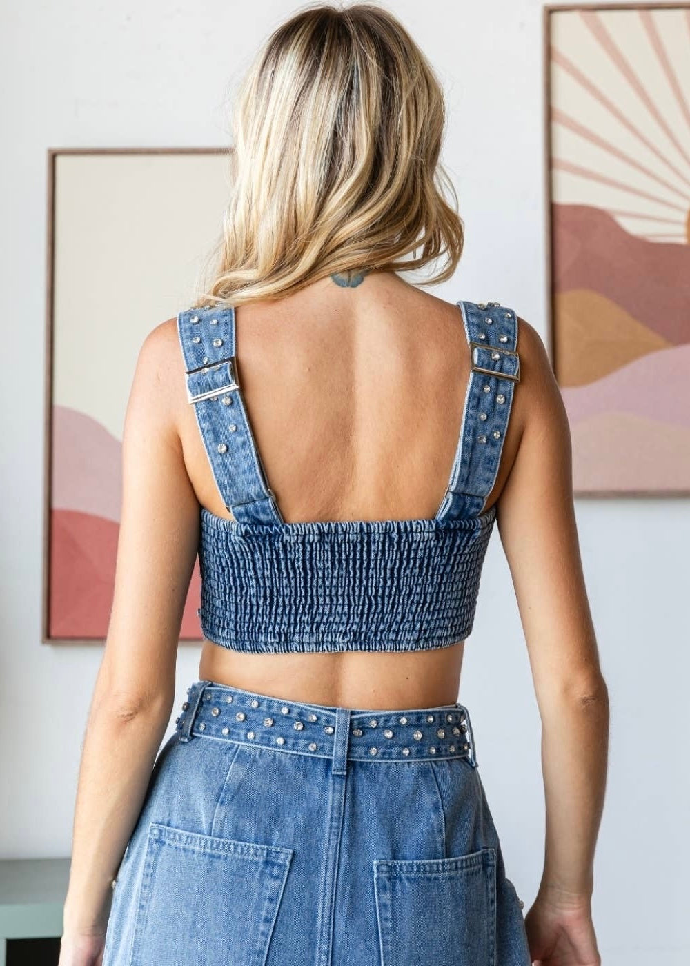 Rhinestone Cowgirl Denim Tank Top