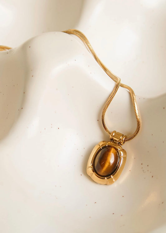 Dax 18K Gold Non-Tarnish Natural Stone Necklace