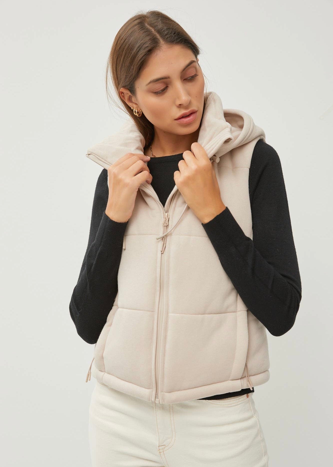 After the Storm Hooded Vest in Cream