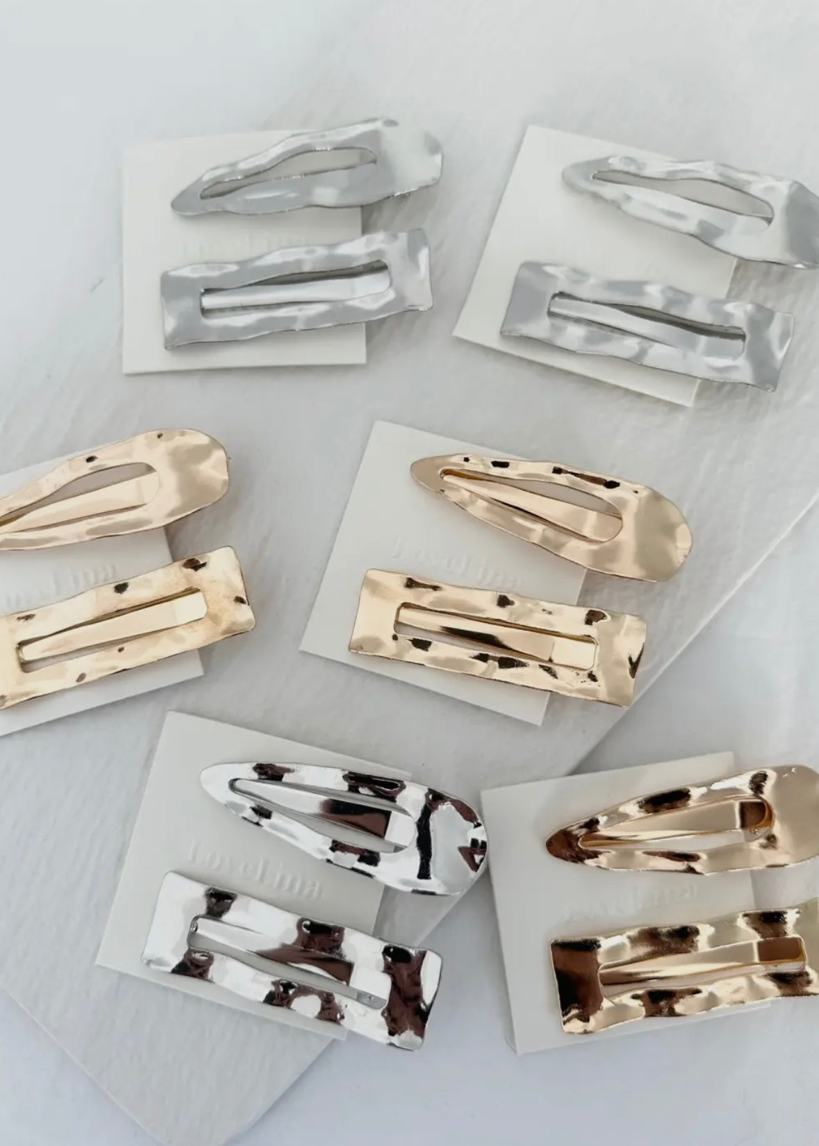 Hammered Metal Hair Clips