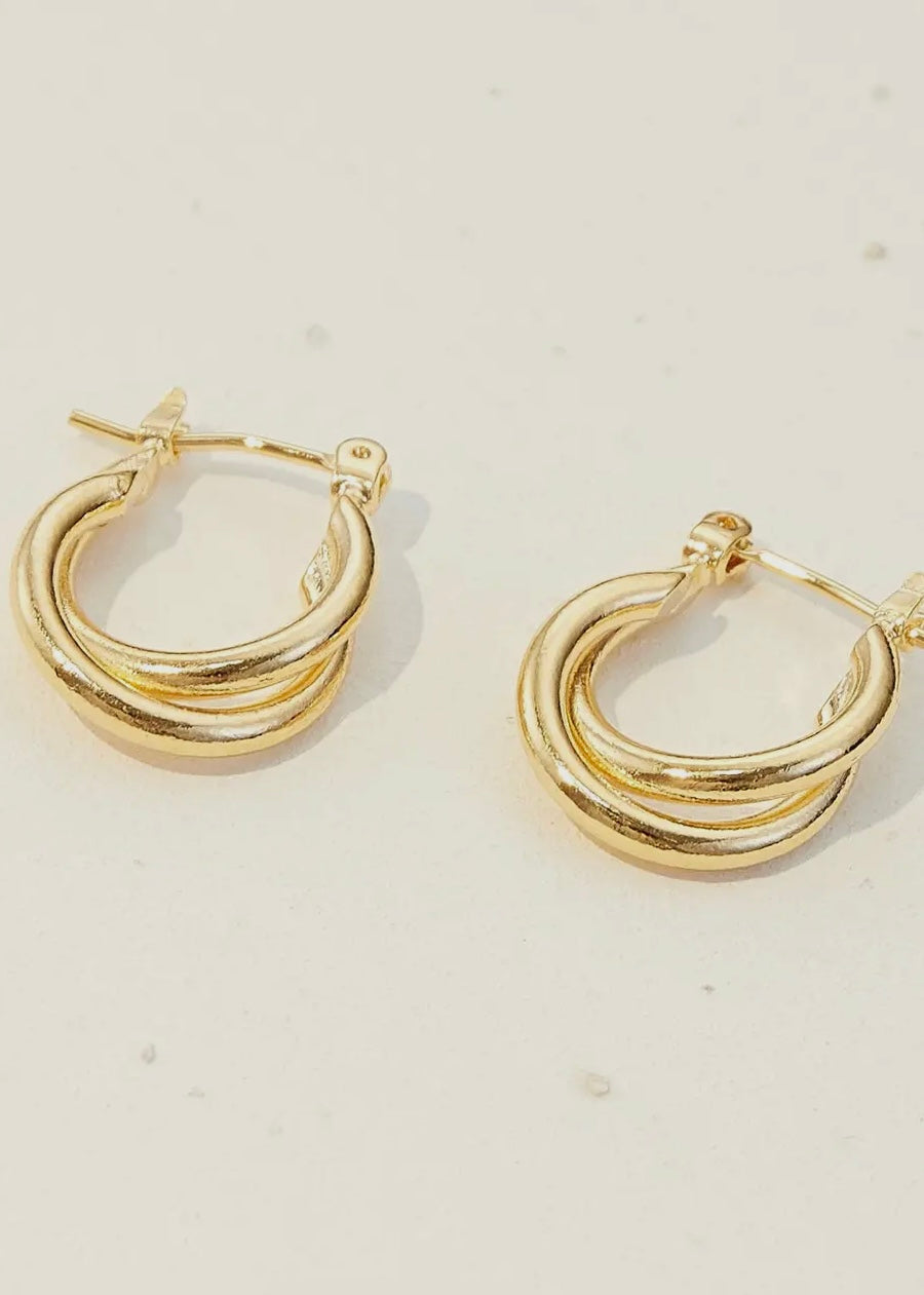 Crossover 18k Gold Dipped Huggie Earrings