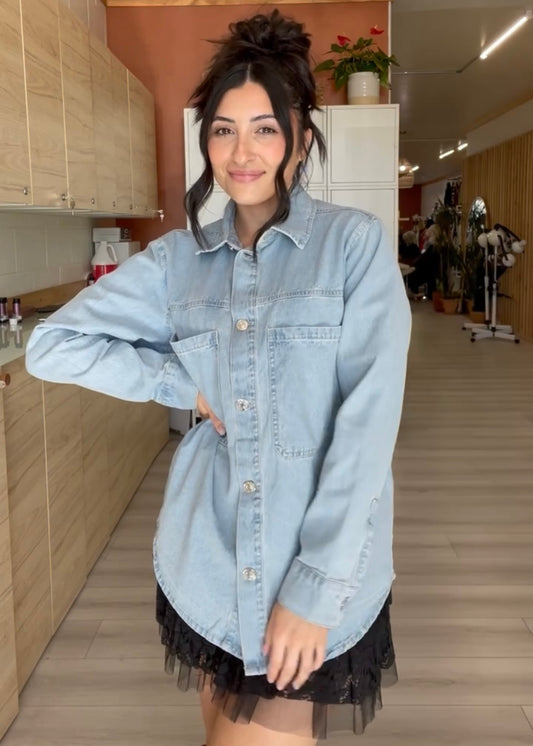 Drippin’ in Dungaree Oversized Denim Shacket
