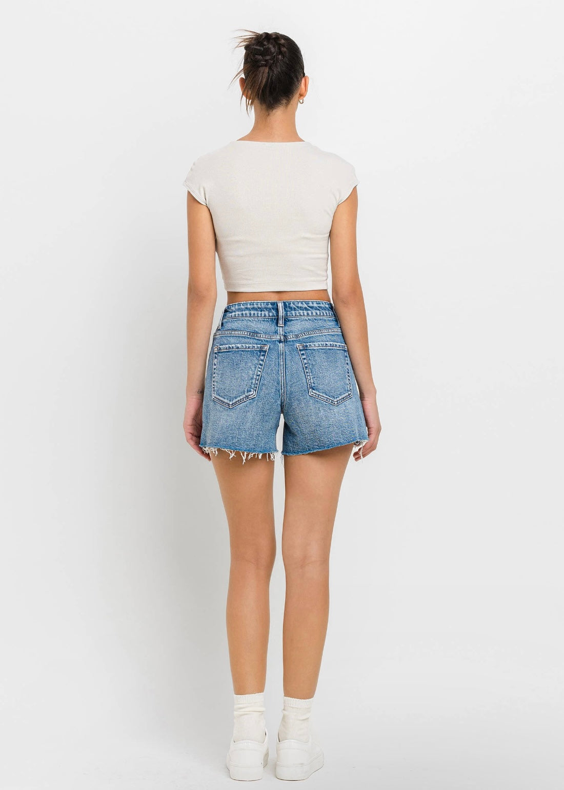 Shades of Love High Rise A-Line Denim Shorts in Medium Wash