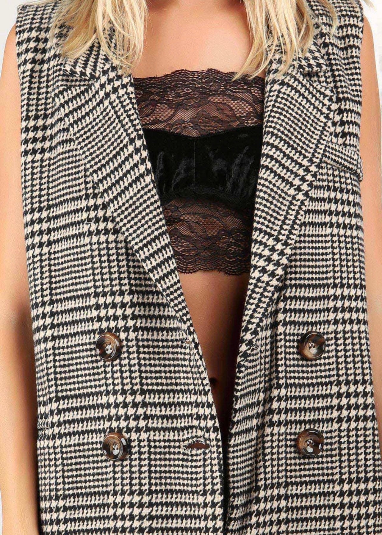 Sweet Escape Herringbone Trench Vest
